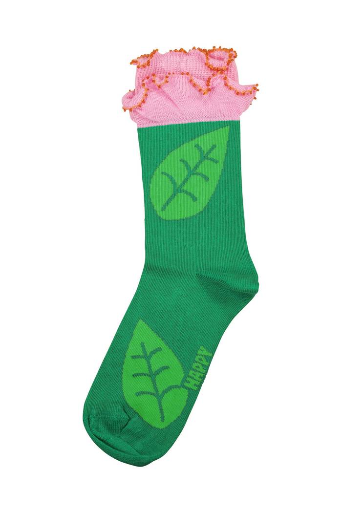 Gemusterte Socken mit Rüschenbesatz