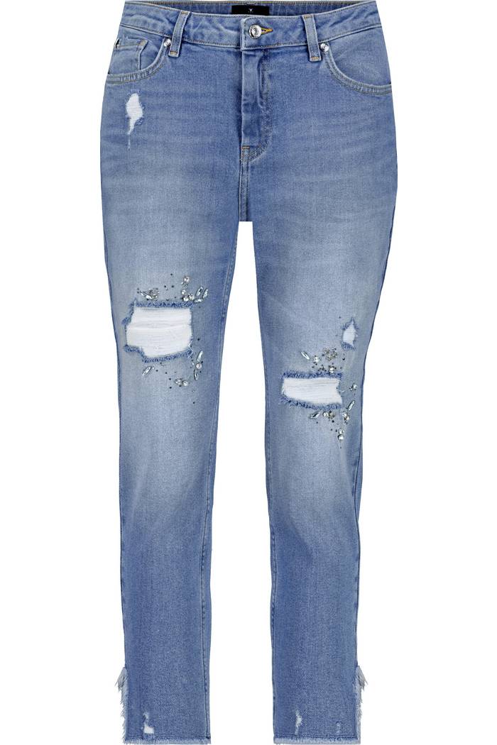 Skinny Jeans mit Strasssteinen